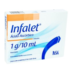 ACIDO ASCORBICO SOL INY 1 G/10 ML C/6 AMP INFALET LAB PISA | Website MC&M