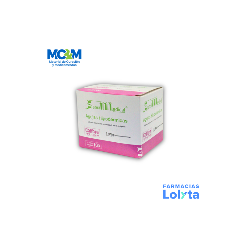 AGUJA HIPODERMICA 18 G X 32 MM C/100 ROSA SENSIMEDICAL | Website MC&M