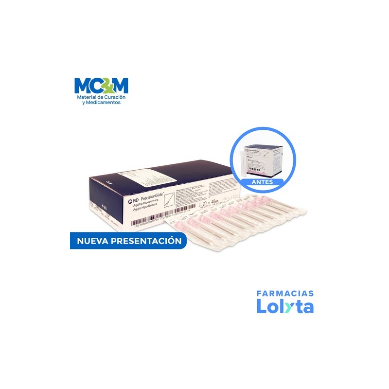AGUJA HIPODERMICA 18G X 40 MM C/100 ROSA REF 300017 BD | Website MC&M