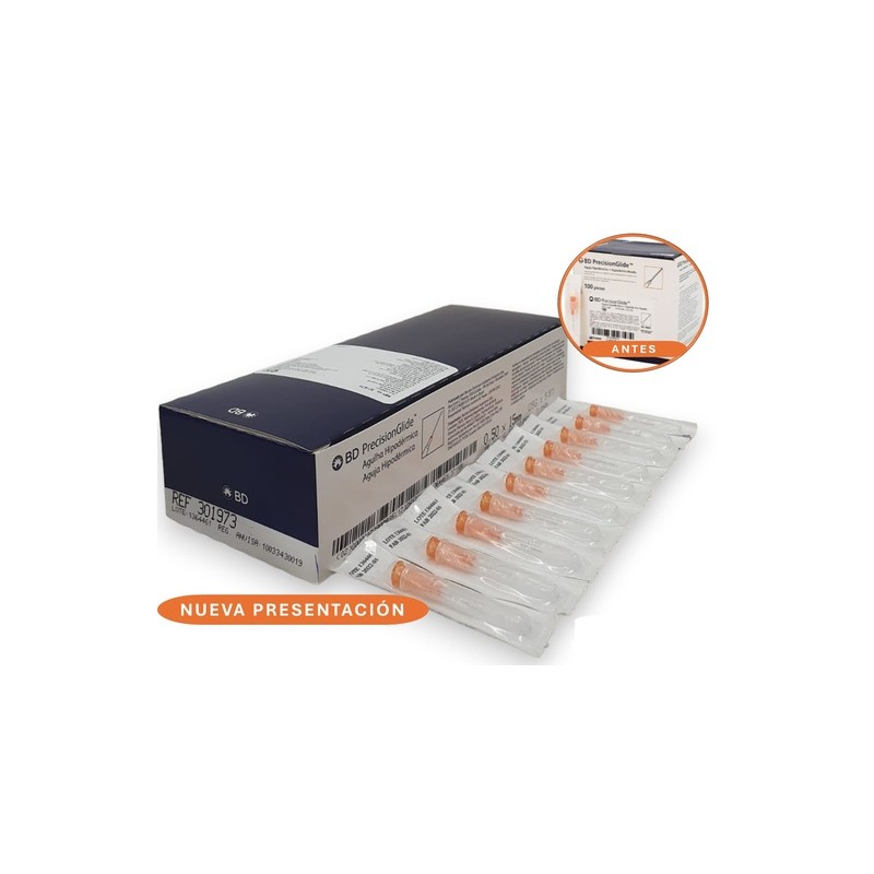 AGUJA HIPODERMICA 25G X 15 MM C/100 NARANJA REF 301973 BD | Website MC&M