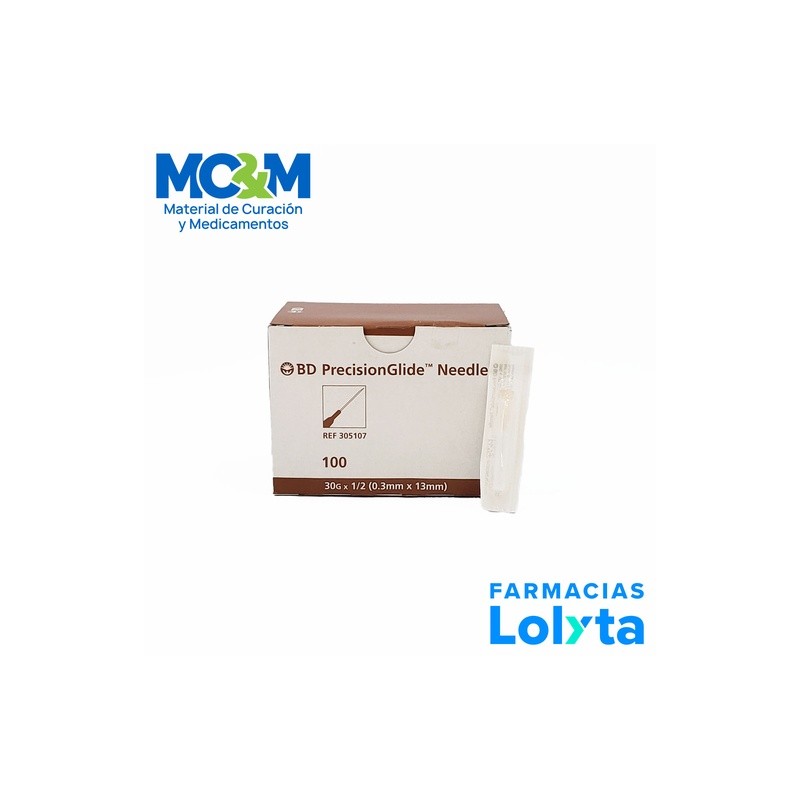 AGUJA HIPODERMICA 30G X 13 MM C/100 BD DORADO REF 305107 | Website MC&M