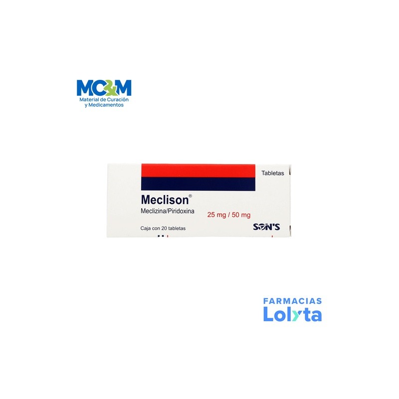 MECLIZINA PIRIDOXINA 25/50 MG C/20 TAB MECLISON LAB SONS | Website MC&M